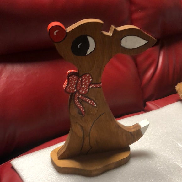 Vintage wooden Red nose Reindeer - Picture 1 of 14